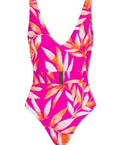 Women Dancing Leopard Halo Sa Caleta Swimsuit In Watercolour Orange Leaf