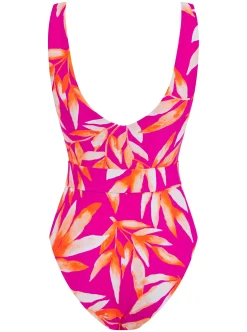 Women Dancing Leopard Halo Sa Caleta Swimsuit In Watercolour Orange Leaf
