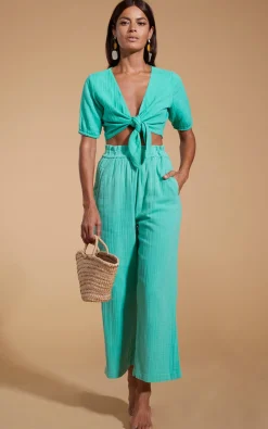 Women Dancing Leopard Halo Tahiti Trousers In Mint Green