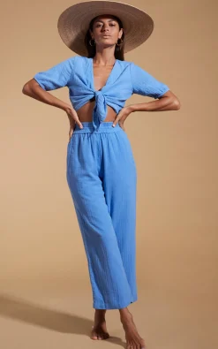 Women Dancing Leopard Halo Tahiti Trousers In Sky Blue