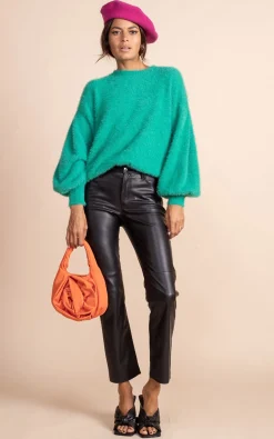 Women Dancing Leopard Honey Jumper In Vivid Green