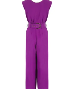 Women Dancing Leopard Indy Linen Jumpsuit In Purple - Reversible
