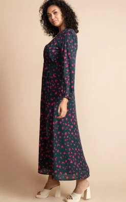 Women Dancing Leopard Jagger Maxi Dress In Abstract Pink On Green