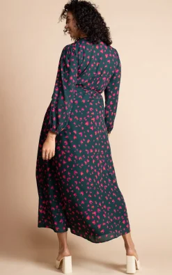 Women Dancing Leopard Jagger Maxi Dress In Abstract Pink On Green
