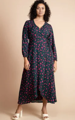 Women Dancing Leopard Jagger Maxi Dress In Abstract Pink On Green