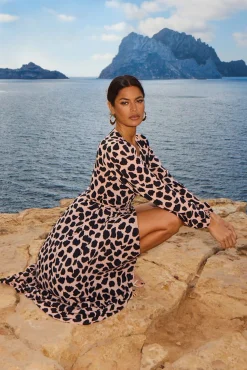 Women Dancing Leopard Jagger Maxi Dress In Beige Cloud