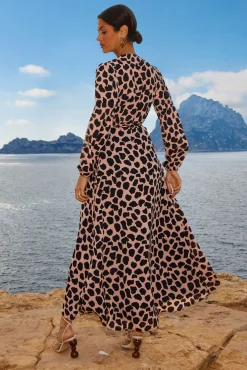 Women Dancing Leopard Jagger Maxi Dress In Beige Cloud