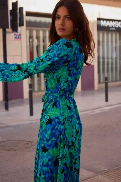 Women Dancing Leopard Jagger Maxi Dress In Blue & Green Floral