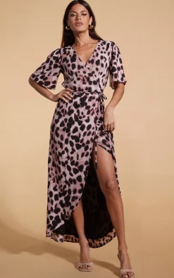 Women Dancing Leopard Jenna Maxi Dress In Blush Leopard