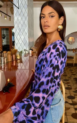 Women Dancing Leopard Joanie Tie Top In Lilac Leopard