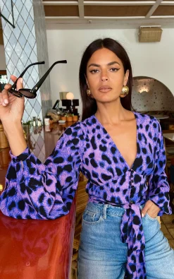 Women Dancing Leopard Joanie Tie Top In Lilac Leopard