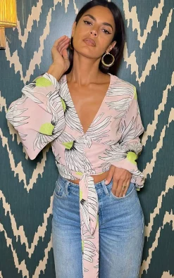 Women Dancing Leopard Joanie Tie Top In Pink Echinacea