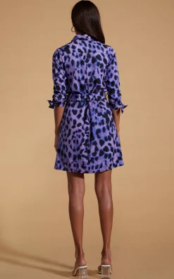 Women Dancing Leopard Jonah Mini Shirt Dress In Lilac Leopard