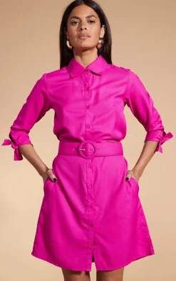 Women Dancing Leopard Jonah Mini Shirt Dress In Magenta