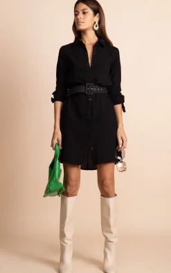 Women Dancing Leopard Jonah Mini Shirt Dress In Black
