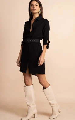 Women Dancing Leopard Jonah Mini Shirt Dress In Black