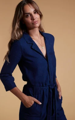 Women Dancing Leopard Juno Jumpsuit In Denim Blue