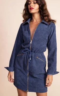 Women Dancing Leopard Kali Corduroy Dress In Army Blue