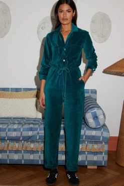 Women Dancing Leopard Katsumi Jumpsuit In Pine Green