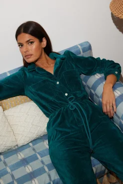 Women Dancing Leopard Katsumi Jumpsuit In Pine Green