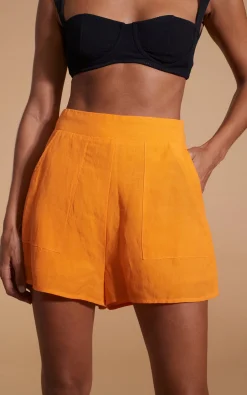 Women Dancing Leopard Lola Linen Shorts In Orange
