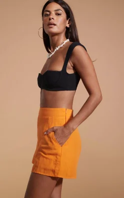 Women Dancing Leopard Lola Linen Shorts In Orange