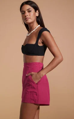 Women Dancing Leopard Lola Linen Shorts In Raspberry
