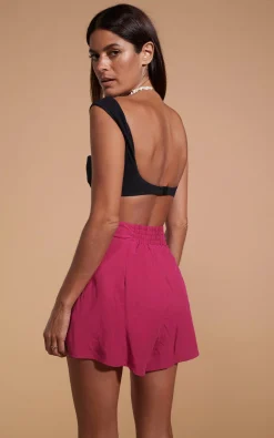 Women Dancing Leopard Lola Linen Shorts In Raspberry