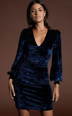 Women Dancing Leopard Lulu Mini Dress In Navy Velvet