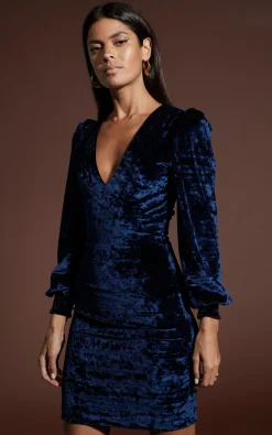 Women Dancing Leopard Lulu Mini Dress In Navy Velvet