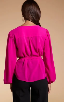 Women Dancing Leopard Lyma (Multi-Way) Tie Neck Top In Solid Magenta