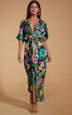 Women Dancing Leopard Makuna Kaftan In Paradise Jungle