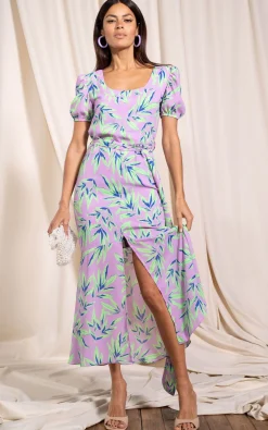 Women Dancing Leopard Manuela Frill Hem Dress In Tropic Mint On Pink