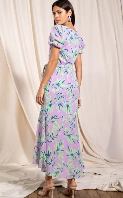 Women Dancing Leopard Manuela Frill Hem Dress In Tropic Mint On Pink