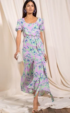 Women Dancing Leopard Manuela Frill Hem Dress In Tropic Mint On Pink