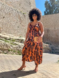 Women Dancing Leopard Mariah Wrap Dress In Chocolate Leopard - Extended Sizing