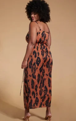 Women Dancing Leopard Mariah Wrap Dress In Chocolate Leopard - Extended Sizing