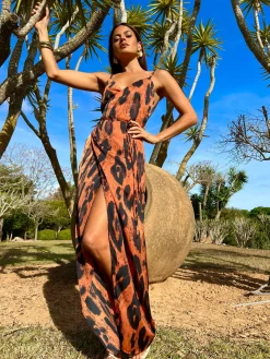 Women Dancing Leopard Mariah Wrap Dress In Chocolate Leopard