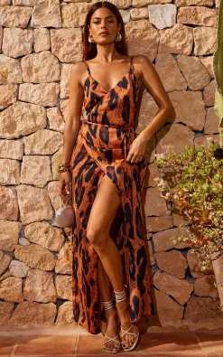 Women Dancing Leopard Mariah Wrap Dress In Chocolate Leopard