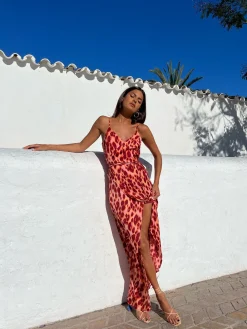 Women Dancing Leopard Mariah Wrap Dress In Orange Leopard