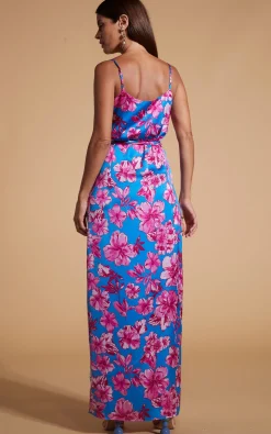 Women Dancing Leopard Mariah Wrap Dress In Pink & Blue Floral