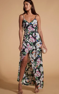 Women Dancing Leopard Mariah Wrap Dress In White & Black Floral
