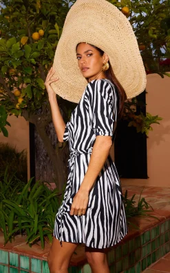 Women Dancing Leopard Marley Mini Dress In Monochrome Zebra