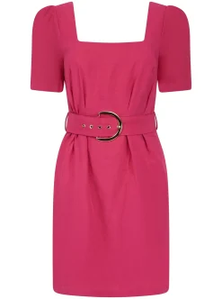 Women Dancing Leopard Mika Linen Mini Dress In Raspberry
