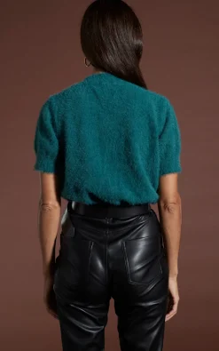Women Dancing Leopard Millie Cropped Knit Top In Forest Green