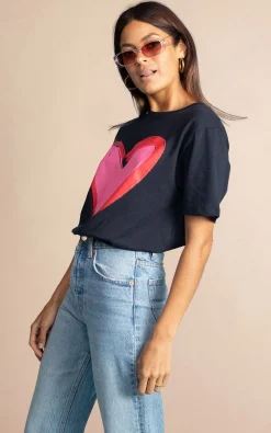 Women Dancing Leopard Navy Heart Charity T-Shirt For Choose Love