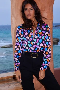 Women Dancing Leopard Nevada Satin Shirt In Multi Cloud