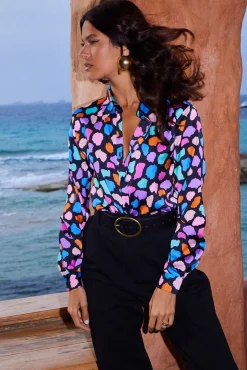 Women Dancing Leopard Nevada Satin Shirt In Multi Cloud