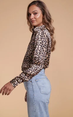 Women Dancing Leopard Nevada Satin Shirt In Rich Leopard