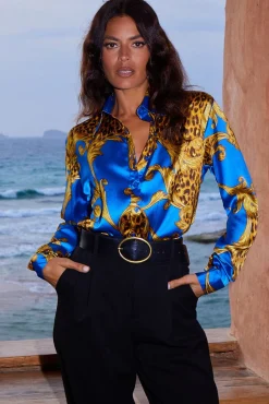 Women Dancing Leopard Nevada Shirt In Blue Baroque